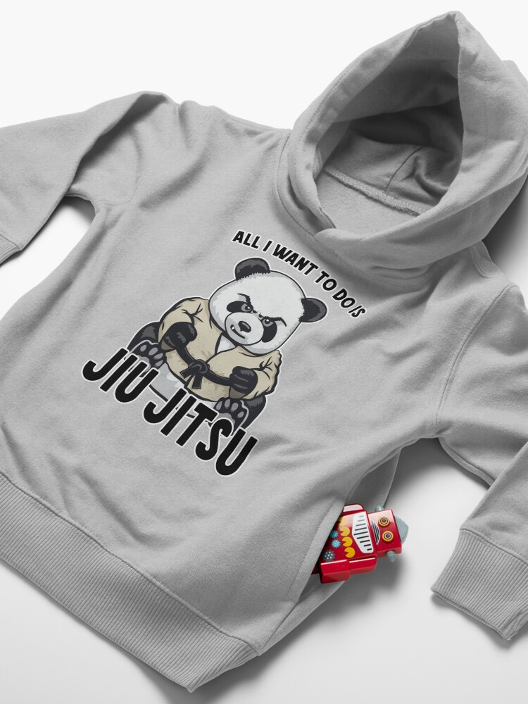 Alternate view of Jiu Jitsu Panda All I Want To Do Is Cute Bear Toddler Pullover Hoodie