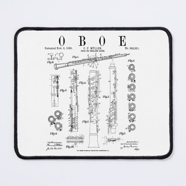 Item preview, Oboe Vintage Patent Oboist Drawing Print designed and sold by GrandeDuc.
