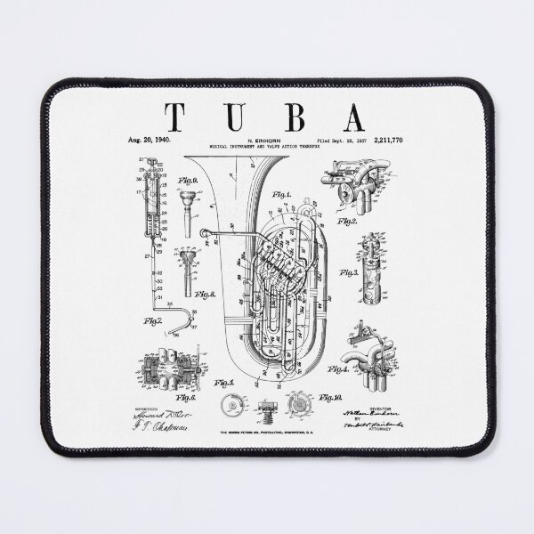 Item preview, Tuba Vintage Patent Tubaist Tubist Drawing Print designed and sold by GrandeDuc.