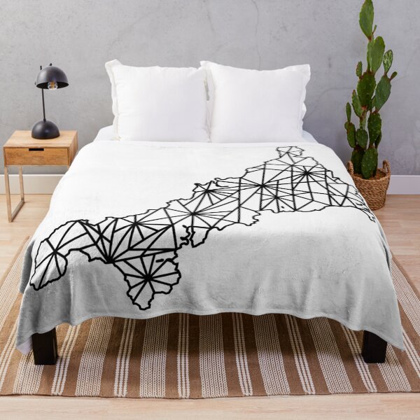 Item preview, Geometric Cornwall Map Art Black and White designed and sold by cashewdays.