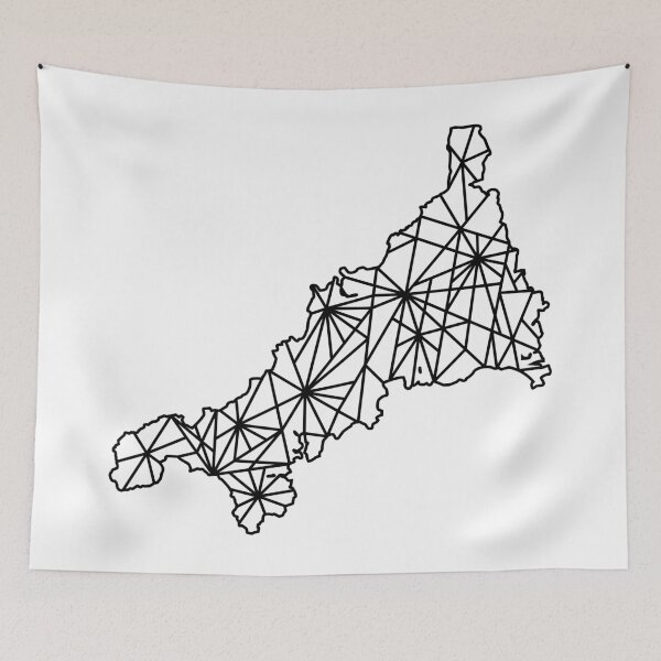 Item preview, Geometric Cornwall Map Art Black and White designed and sold by cashewdays.