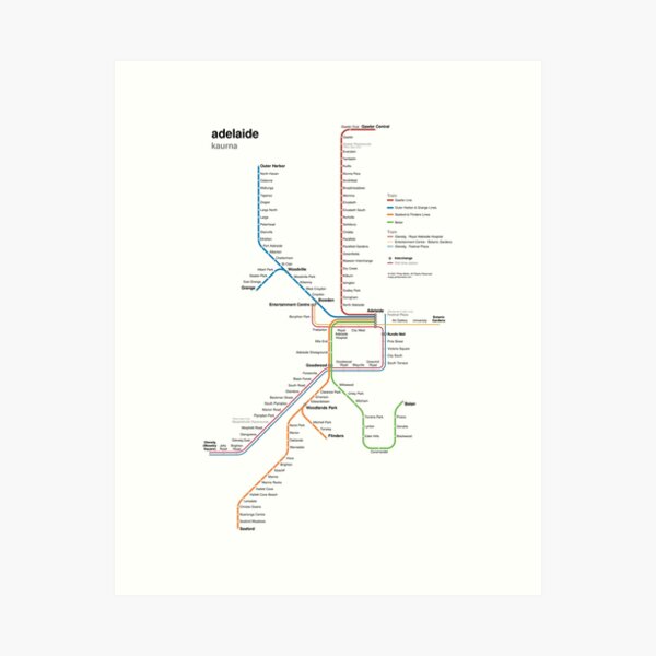 Adelaide rail network map Art Print