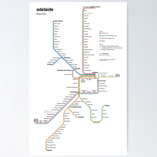Artikel-Vorschau von Adelaide Schienennetz Karte, designt und verkauft von Philip Mallis.