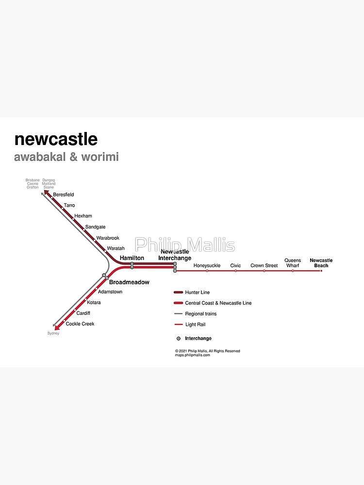 Newcastle Rail Network Map Poster For Sale By Pmallis Redbubble   Flat,750x,075,f Pad,750x1000,f8f8f8 