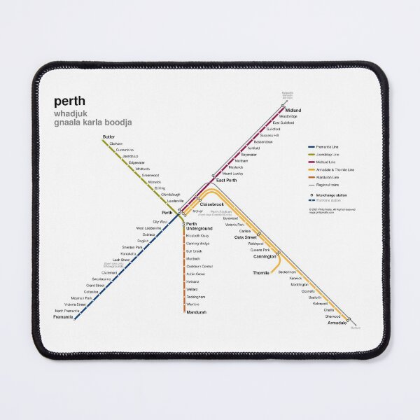 Item preview, Perth rail network map designed and sold by Philip Mallis.