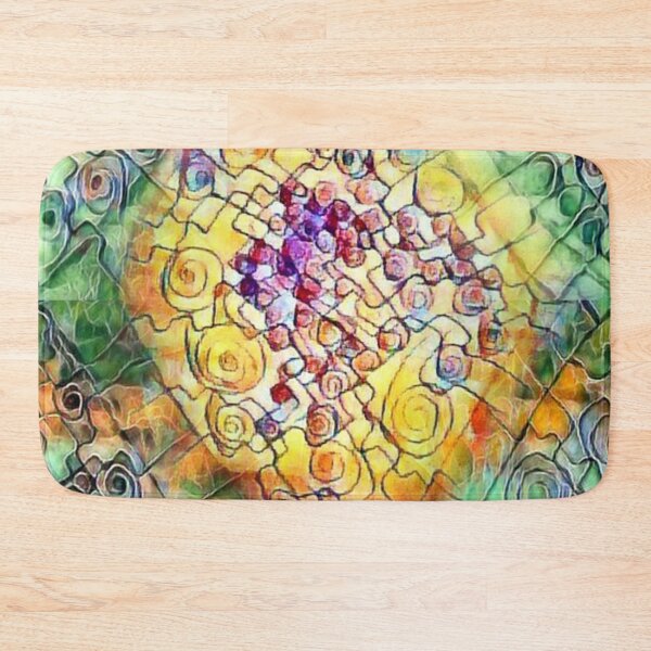 Item preview, rhombuses, spirals, lines, watercolor, multicolored handkerchief, abstract art designed and sold by Maria Mihailova.