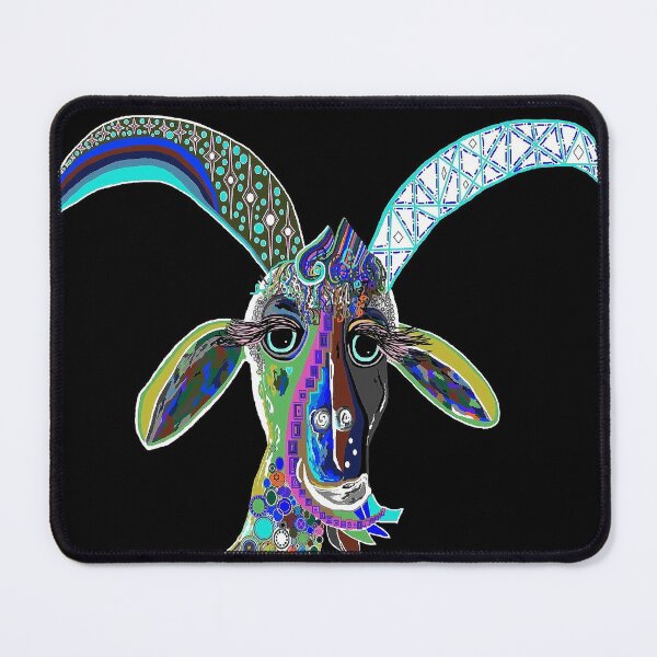 Item preview, CRAZY GOAT on Black Background designed and sold by EloiseArt.