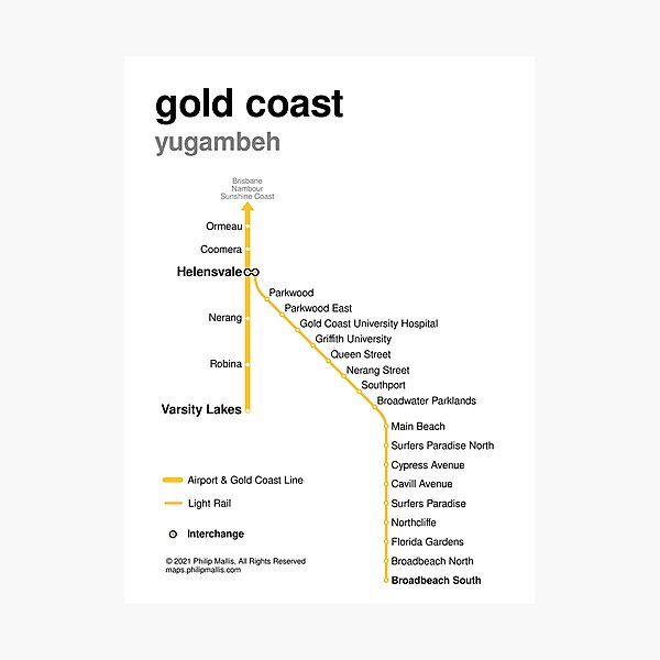 Gold Coast rail network map Photographic Print