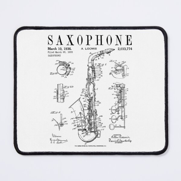 Item preview, Saxophone Old Vintage Patent Drawing Print designed and sold by GrandeDuc.