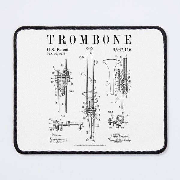 Item preview, Trombone Old Vintage Patent Drawing Print designed and sold by GrandeDuc.