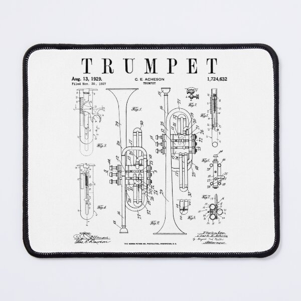 Item preview, Trumpet Vintage Patent Trumpetist Drawing Print designed and sold by GrandeDuc.