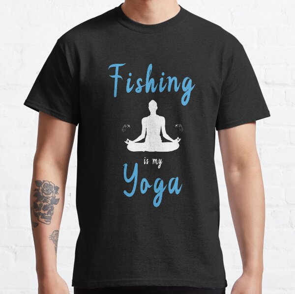 Vista previa del artículo con la obra «La pesca es mi torneo de yoga, pesca, pesca.», diseñado y vendido por saulmedia.