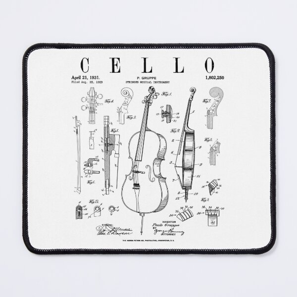 Item preview, Cello Vintage Patent Cellist Drawing Print designed and sold by GrandeDuc.