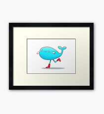Skating Whale Graphic Framed Print