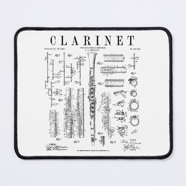 Item preview, Clarinet Vintage Patent Clarinetist Drawing Print designed and sold by GrandeDuc.