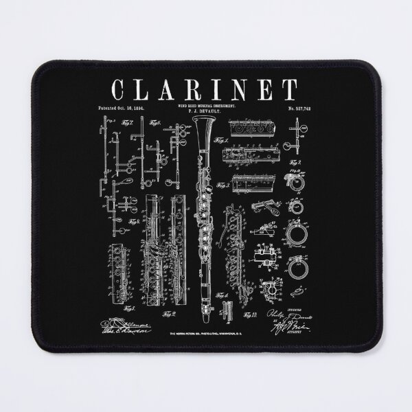 Item preview, Clarinet Vintage Patent Clarinetist Drawing Print designed and sold by GrandeDuc.
