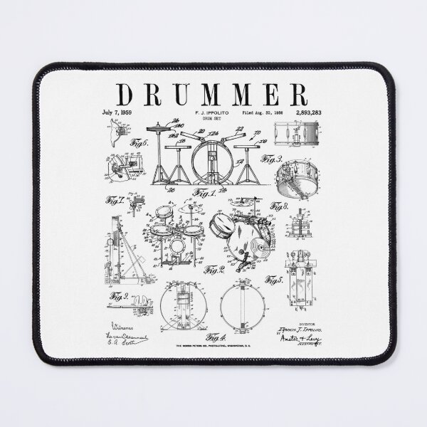 Item preview, Drum Set Kit Vintage Patent Drummer Drawing Print designed and sold by GrandeDuc.