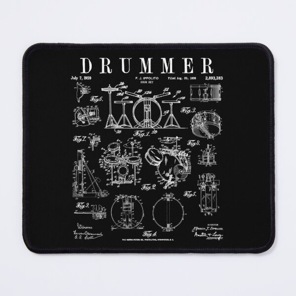 Item preview, Drum Set Kit Vintage Patent Drummer Drawing Print designed and sold by GrandeDuc.