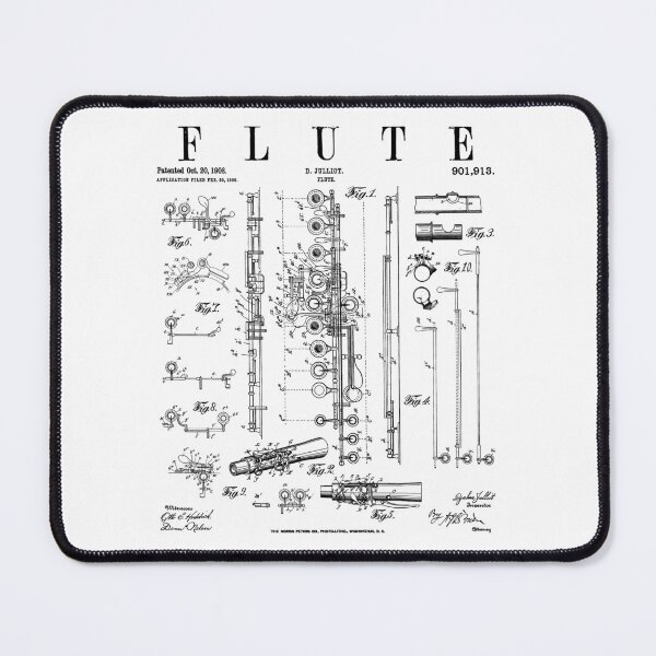 Item preview, Flute Vintage Patent Flutist Flautist Drawing Print designed and sold by GrandeDuc.