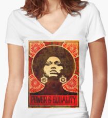 Camiseta entallada de cuello en V Cartel de Angela Davis 1971