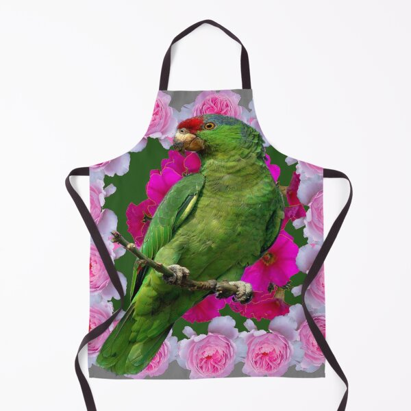 Item preview, DECORATIVE GREEN MACAW PARROT IN PINK ROSE WREATH designed and sold by sharlesart.