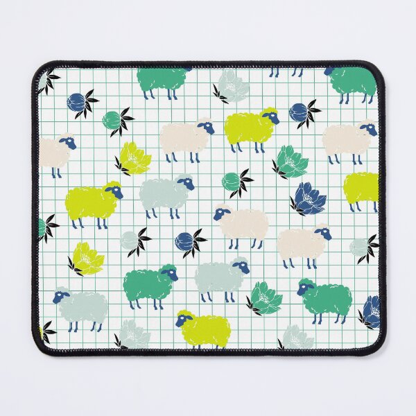 Item preview, Cute Sheep and Flowers in Blue and Green designed and sold by kapotka.