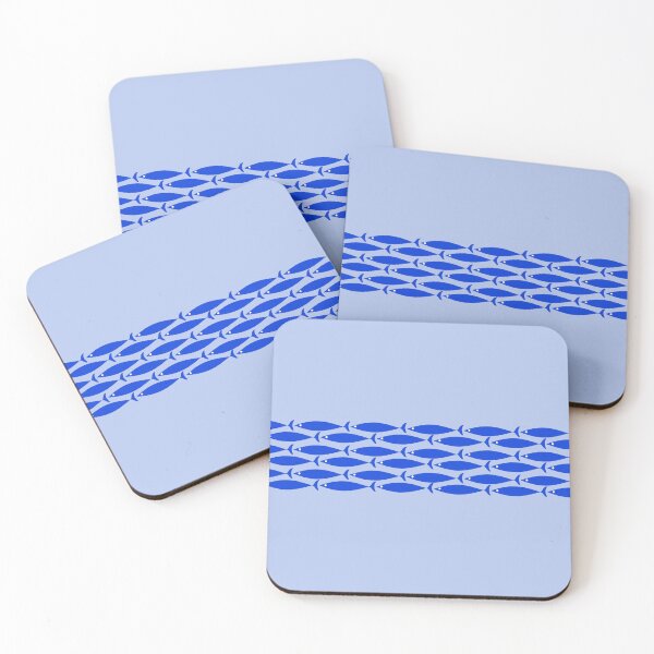 Item preview, Fish Stripe Mid-Century Minimalist Royal Blue Light Blue White designed and sold by kierkegaard.