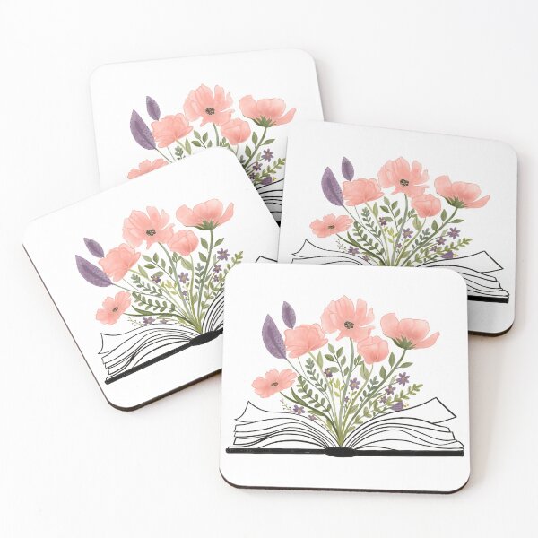 Artikelvorschau, Aquarell offenes Buch mit Blumen rosa Blumen entworfen und verkauft von Unish.
