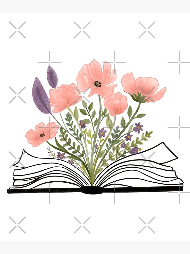 Watercolor Open Book with Florals Art Print for Sale by Harpley Design  Studio