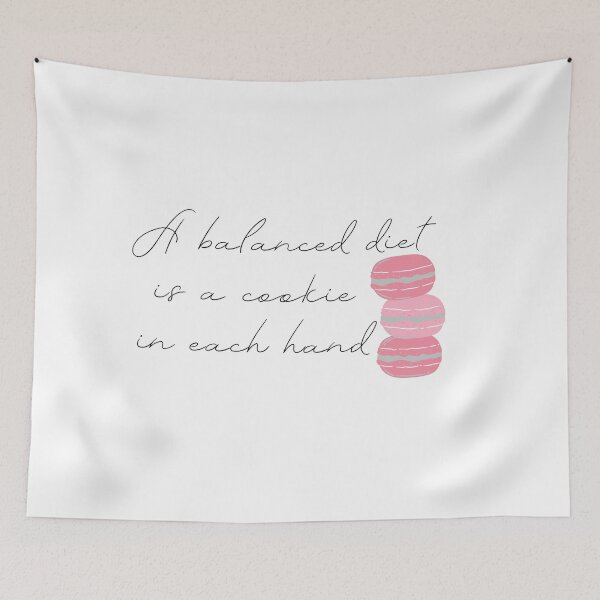 Item preview, Macaroon & Funny Quote: "A Balanced Diet is a Cookie in Each Hand." designed and sold by fowons.
