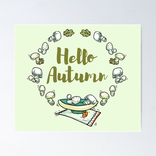 Item preview, Hello Autumn - mushrooms and leaves designed and sold by FunnyChameleon.