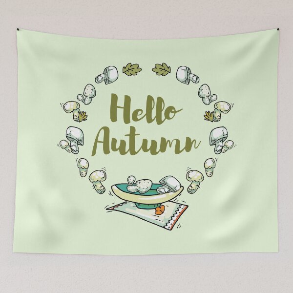 Item preview, Hello Autumn - mushrooms and leaves designed and sold by FunnyChameleon.