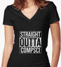 Straight Outta Compsci Women's Fitted V-Neck T-Shirt