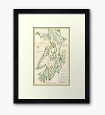 Vintage Map of The Puget Sound (1867) Framed Print