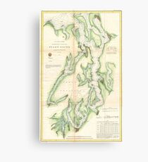 Vintage Map of The Puget Sound (1867) Canvas Print