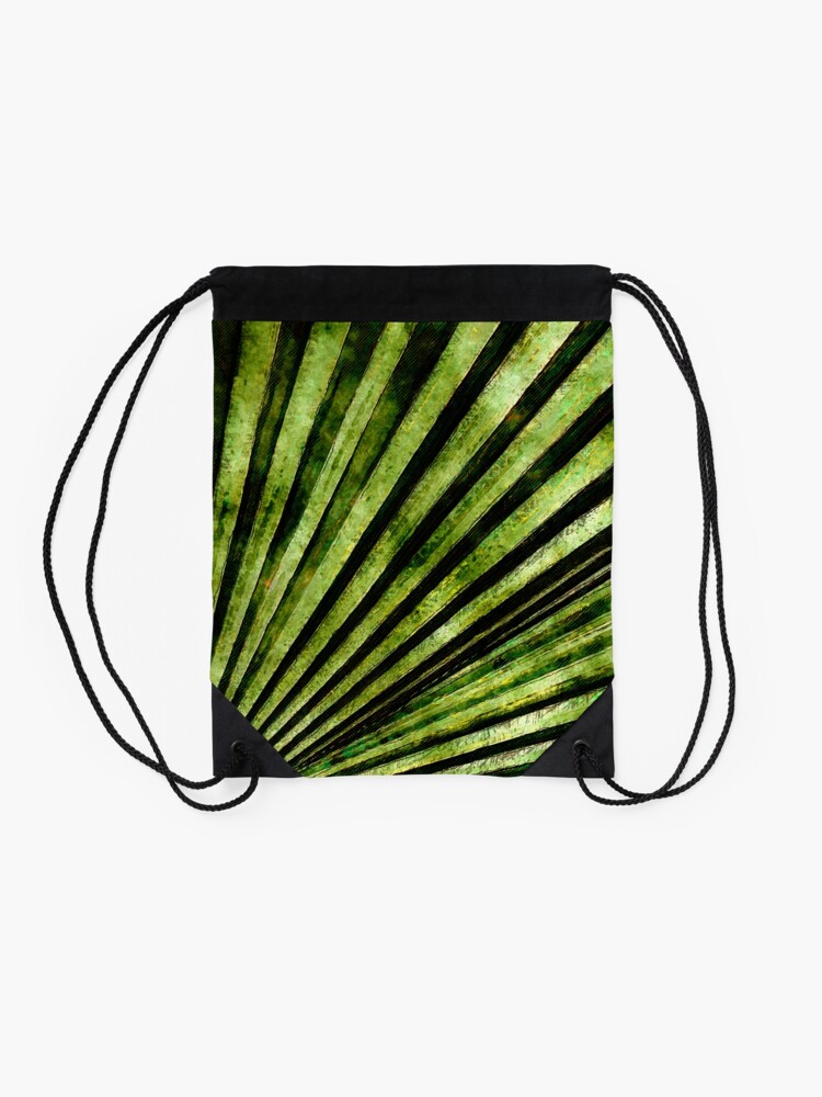 Alternate view of Green Palm Tree Frond Drawstring Bag