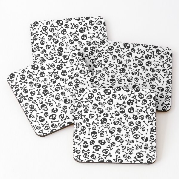 Item preview, Halloween Black skull pattern on white theme designed and sold by ReichbournArt.