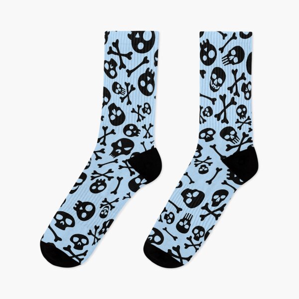 Aperçu de l'œuvre Motif crâne noir Halloween sur le thème Pastel bleu créée et vendue par ReichbournArt.
