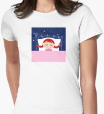 leeping sweet girl. Vector cartoon Illustration Women's Fitted T-Shirt