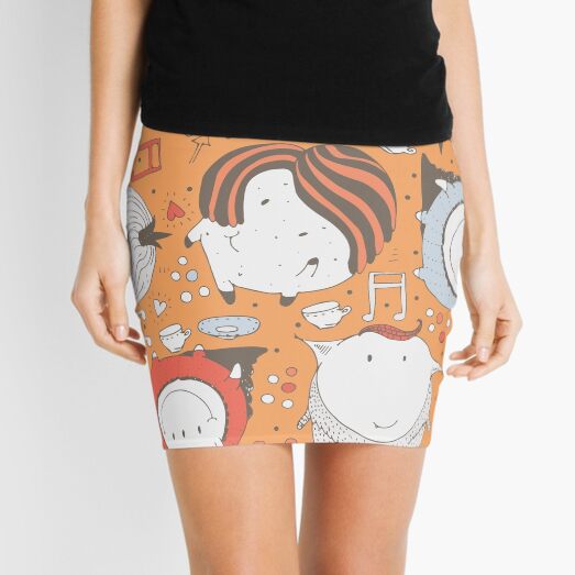 Orange monsters Mini Skirt
