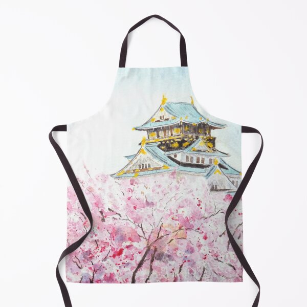 Item preview, hand painted Japan Osaka castle and sakura watercolor painting  designed and sold by ColorandColor.