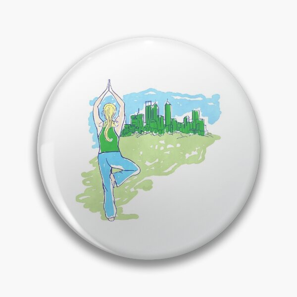 Item preview, Yoga woman in a green City (watercolour) designed and sold by jazzydevil.