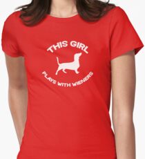 This girl plays with wieners Women's Fitted T-Shirt