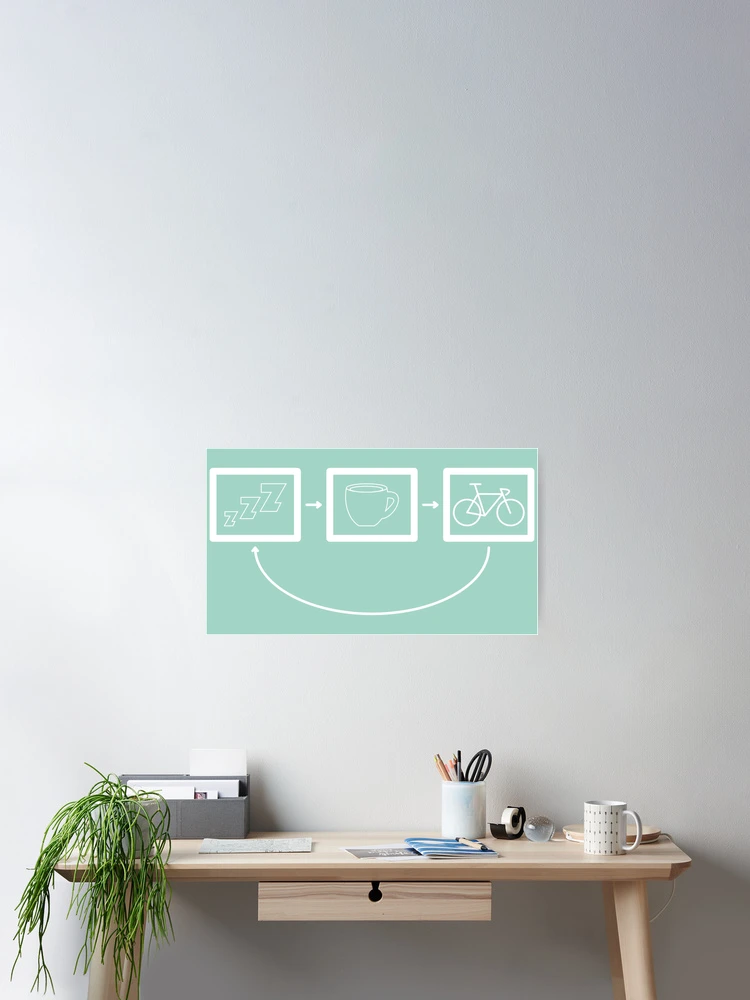 Thumbnail 2 of 3, Poster, Sleep Coffee Ride Repeat White Lines designed and sold by RabeDesigns.