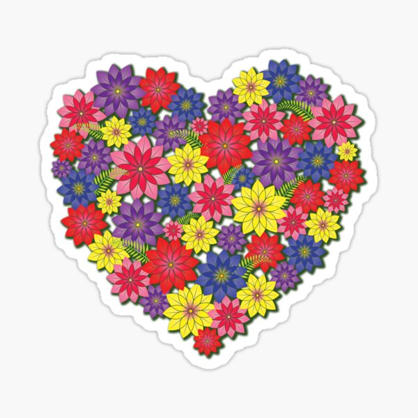 Flowers Heart Sticker By Pumnin Redbubble