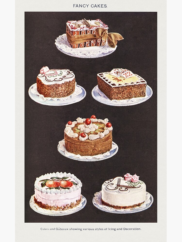 Art Rétro Anglais Poster Magazine Autocollant Carte Dessert Gâteau