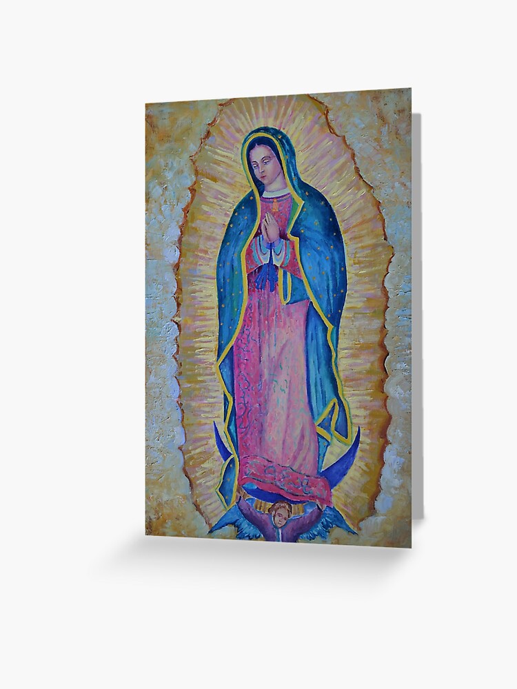 Carte De Vœux Peinture De Notre Dame De Guadalupe Vergin De Guadalupe Image Vierge Marie Imprimer Madone Noire Mexique Par Tanabe Redbubble