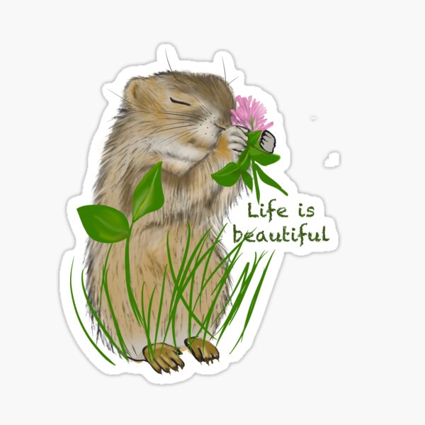 Item preview, Cute marmot sniffing flower aromas designed and sold by Shmuk.