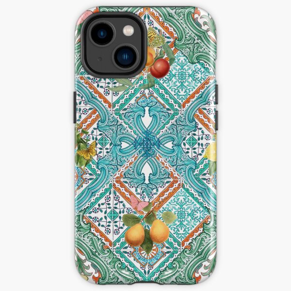 Mediterranean azure tiles, Italian citrus fruit, oranges and lemons iPhone Tough Case