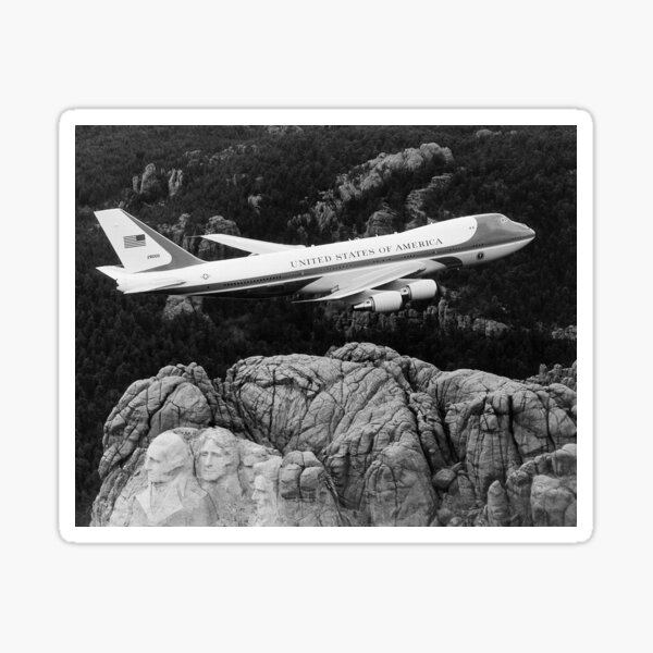 Air Force One flying over Mount Rushmore Sticker